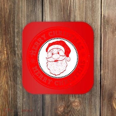 Merry Christmas Santa Claus Distressed Stamp of Approval Coaster