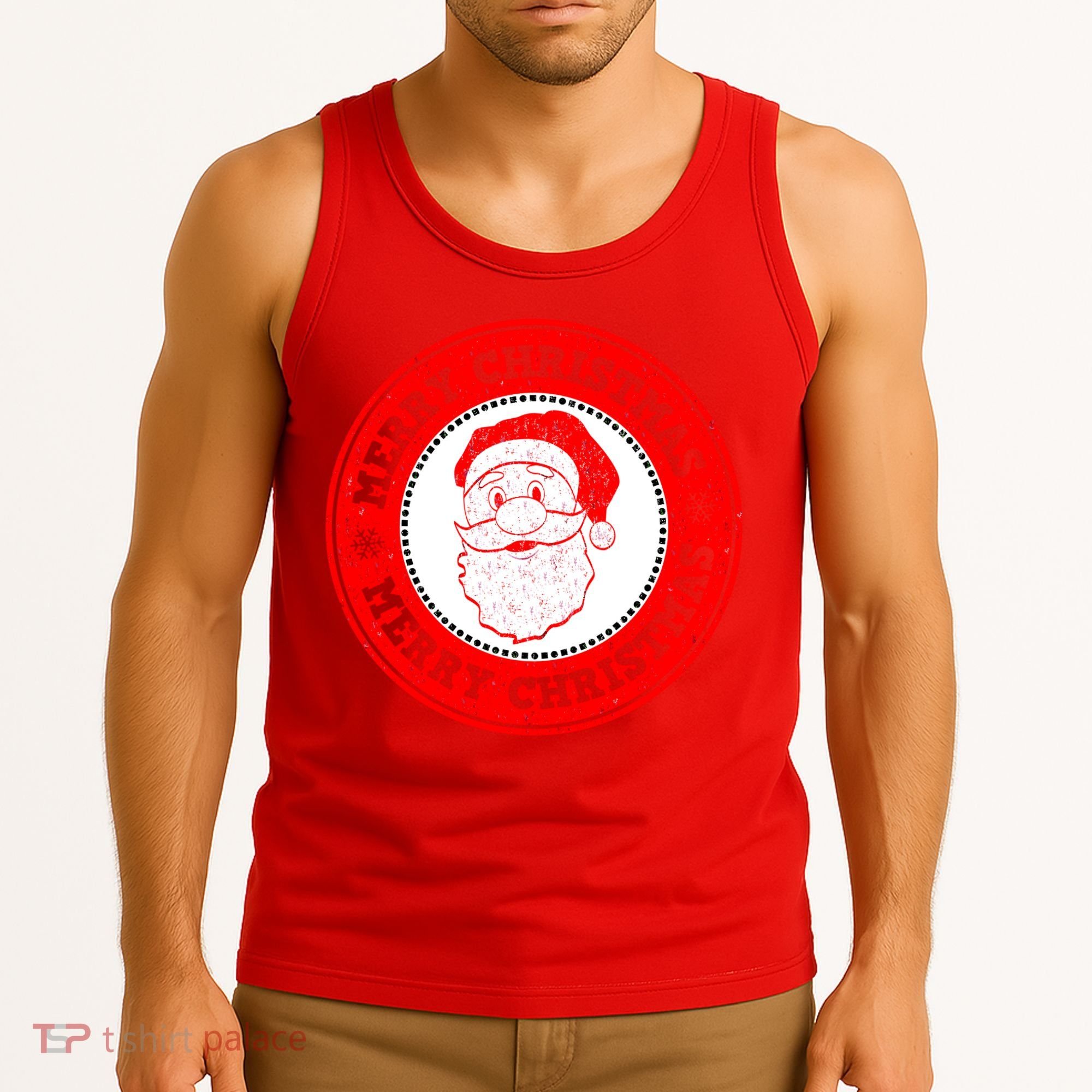 Merry Christmas Santa Claus Distressed Stamp of Approval Tank Top