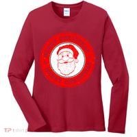 Merry Christmas Santa Claus Distressed Stamp of Approval Women's Long Sleeve Shirt thumb 0