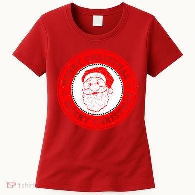 Merry Christmas Santa Claus Distressed Stamp of Approval Women's T-Shirt