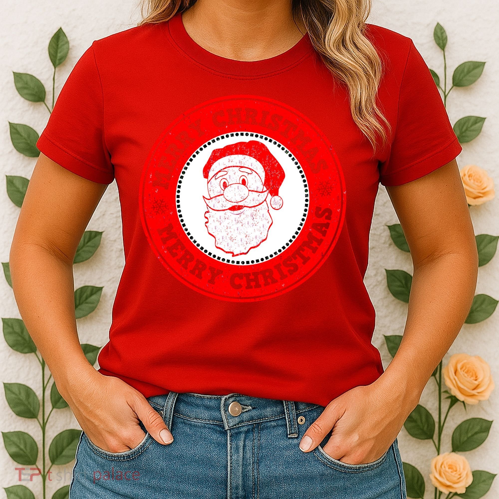 Merry Christmas Santa Claus Distressed Stamp of Approval Women's T-Shirt