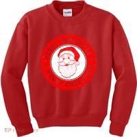 Merry Christmas Santa Claus Distressed Stamp of Approval Kids Sweatshirt thumb 0