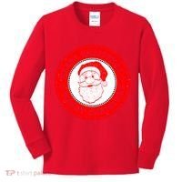 Merry Christmas Santa Claus Distressed Stamp of Approval Kids Long Sleeve Shirt thumb 0
