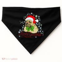 Merry Christmas Santa Pug USA-Made Doggie Bandana thumb 0
