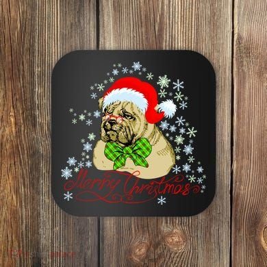 Merry Christmas Santa Pug Coaster