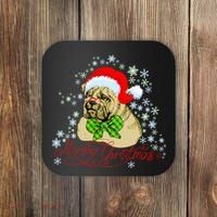 Merry Christmas Santa Pug Coaster thumb 0