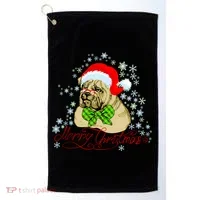 Merry Christmas Santa Pug Golf Towel thumb 0