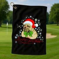 Merry Christmas Santa Pug Golf Towel thumb 1