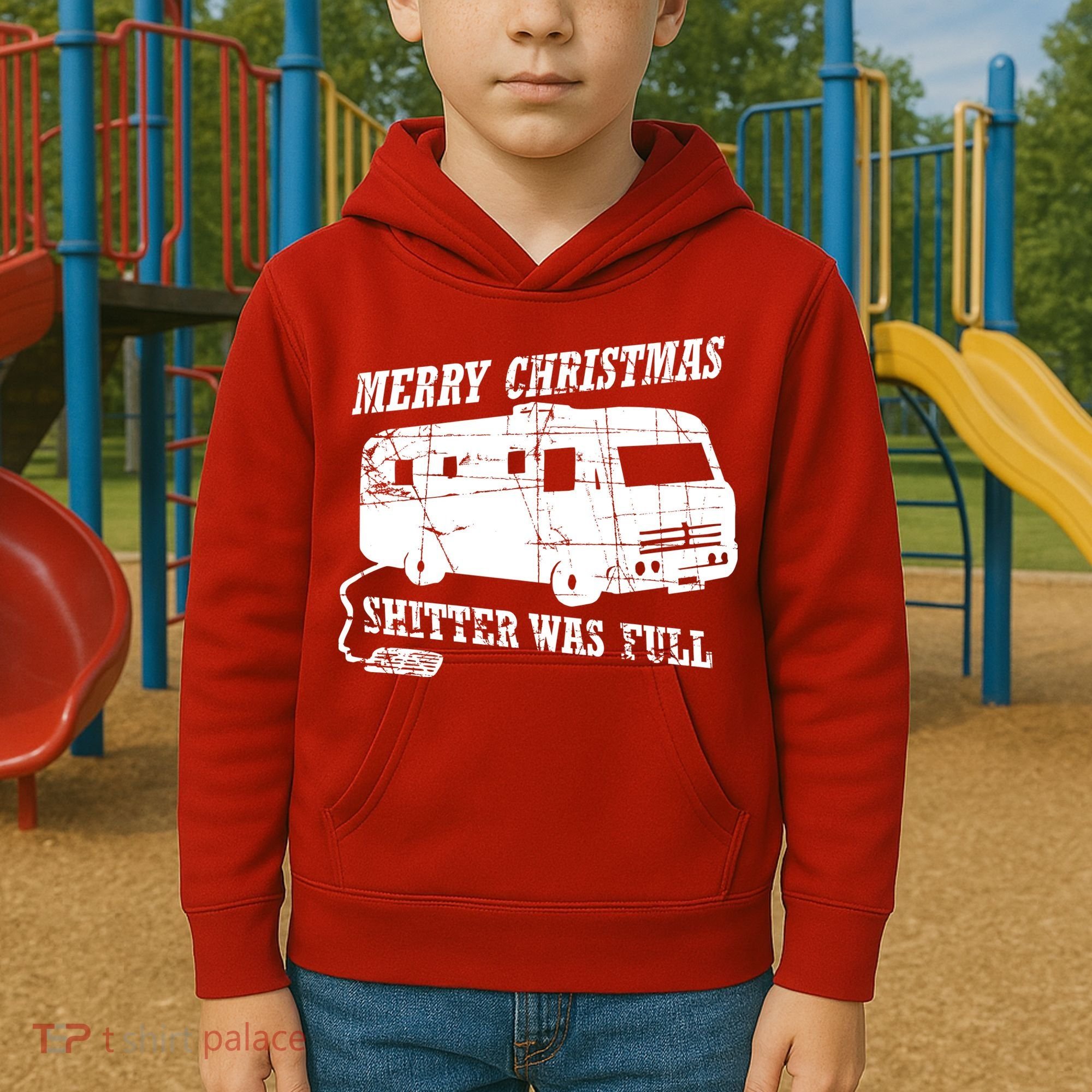 Merry Christmas Shitter Was Full Kids Hoodie