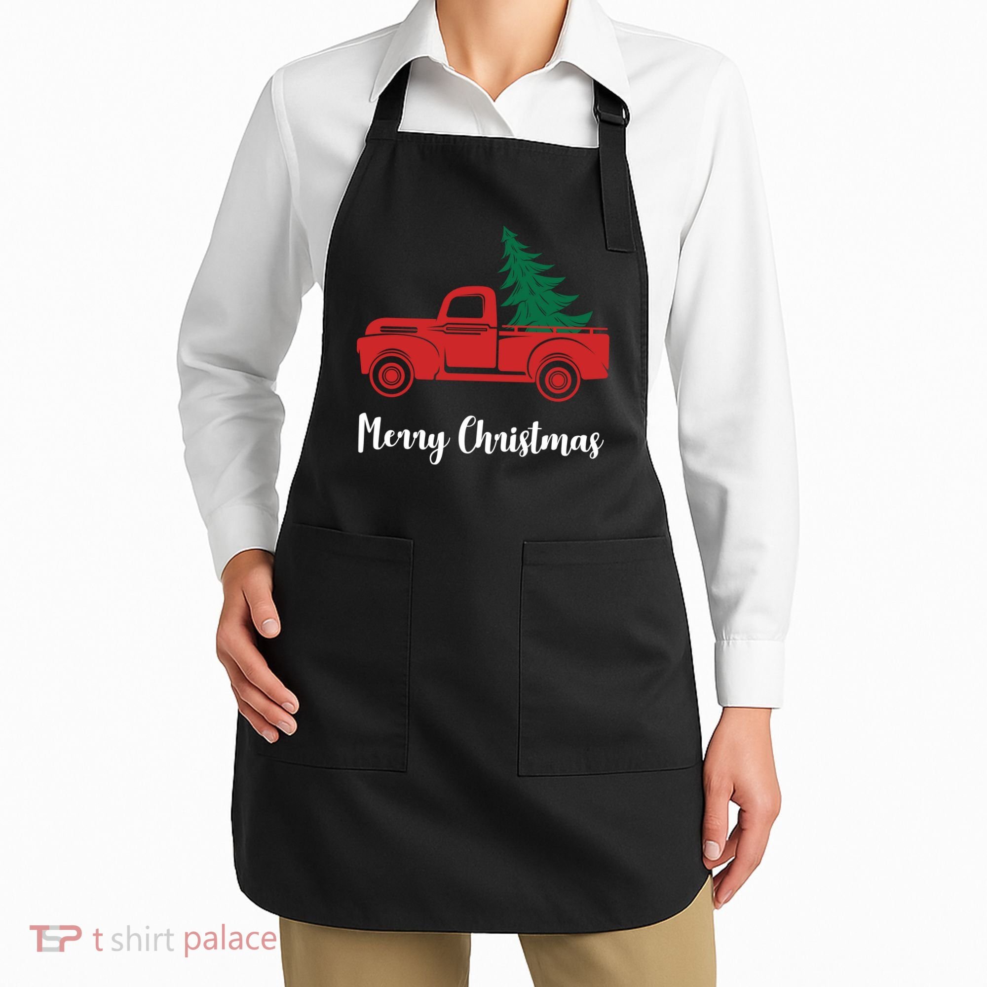Merry Christmas Tree and Truck Apron