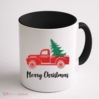Merry Christmas Tree and Truck Coffee Mug thumb 1