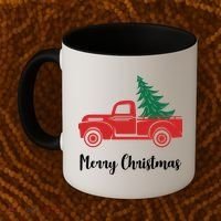 Merry Christmas Tree and Truck Coffee Mug thumb 2