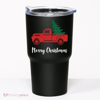 Merry Christmas Tree and Truck Tumbler