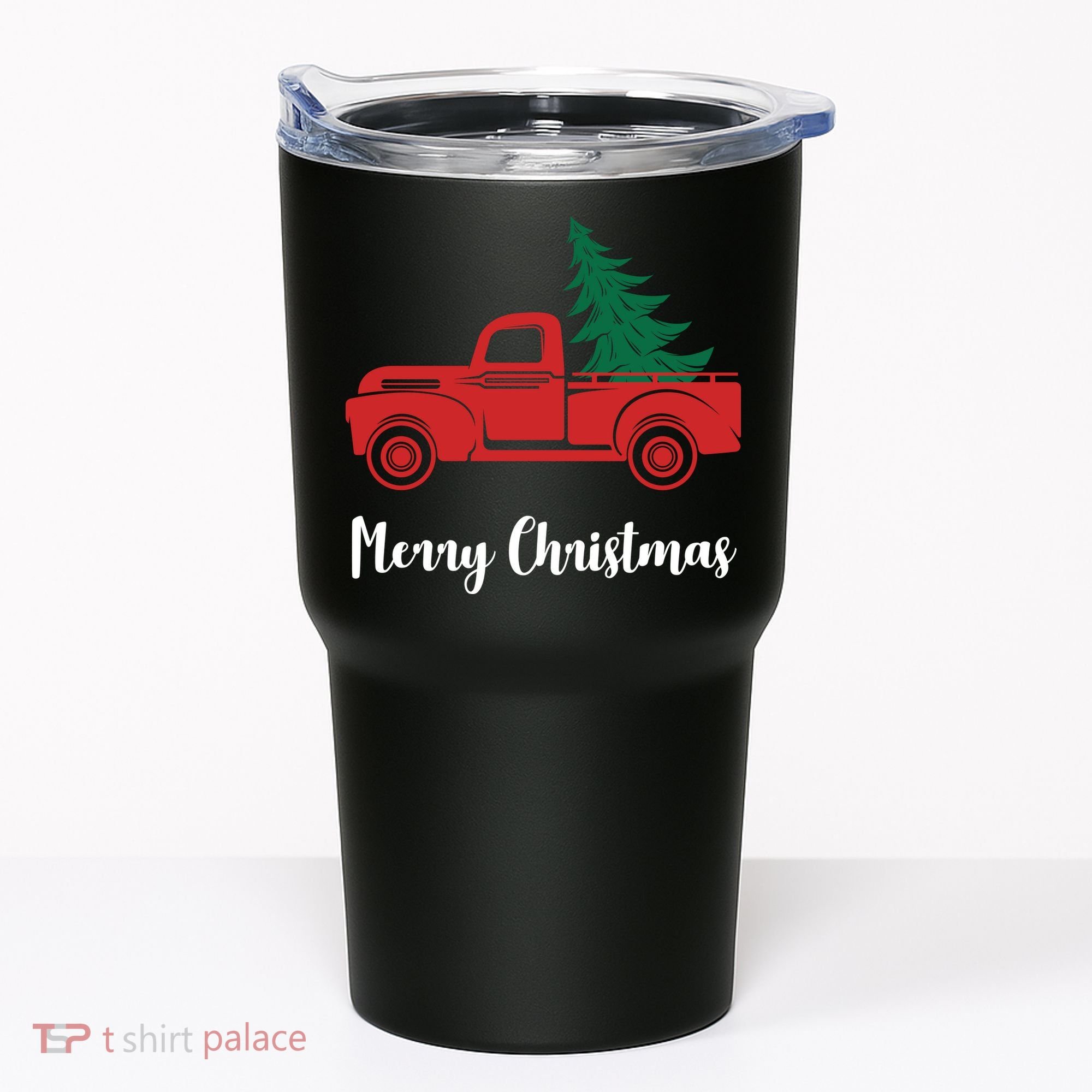 Merry Christmas Tree and Truck Tumbler