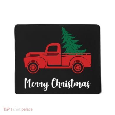 Merry Christmas Tree and Truck Mousepad