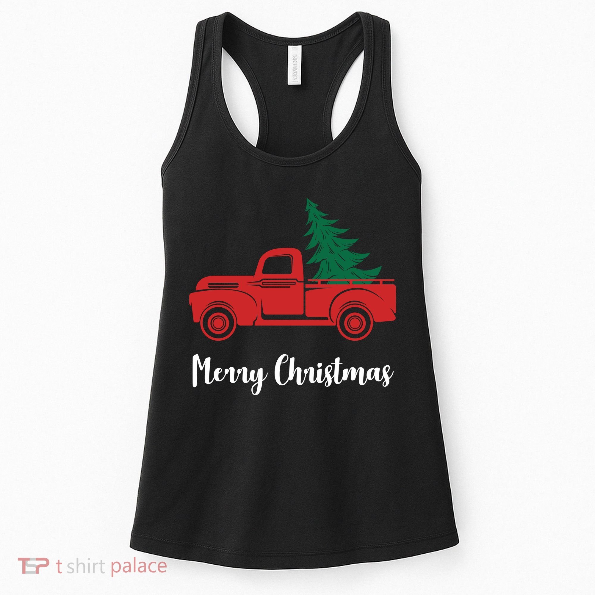 Merry Christmas Tree and Truck Women's Tank Top
