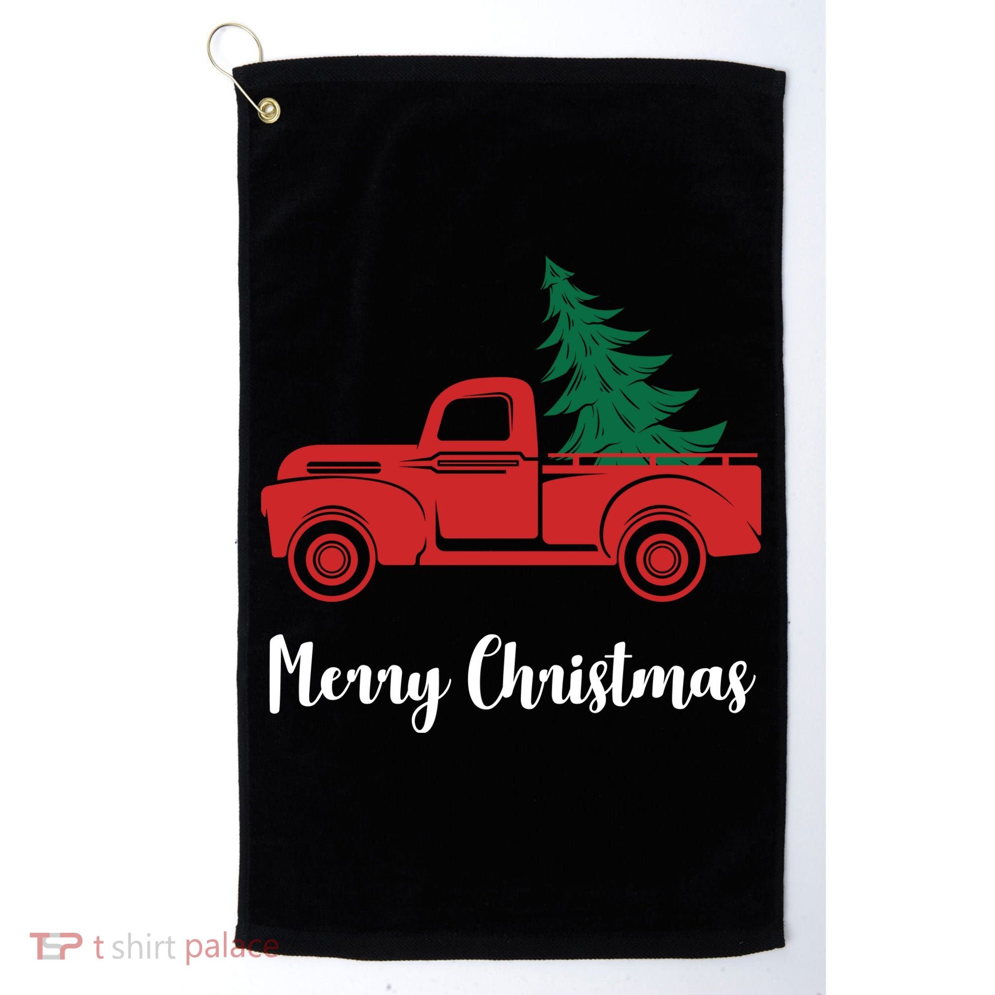 Merry Christmas Tree and Truck Golf Towel