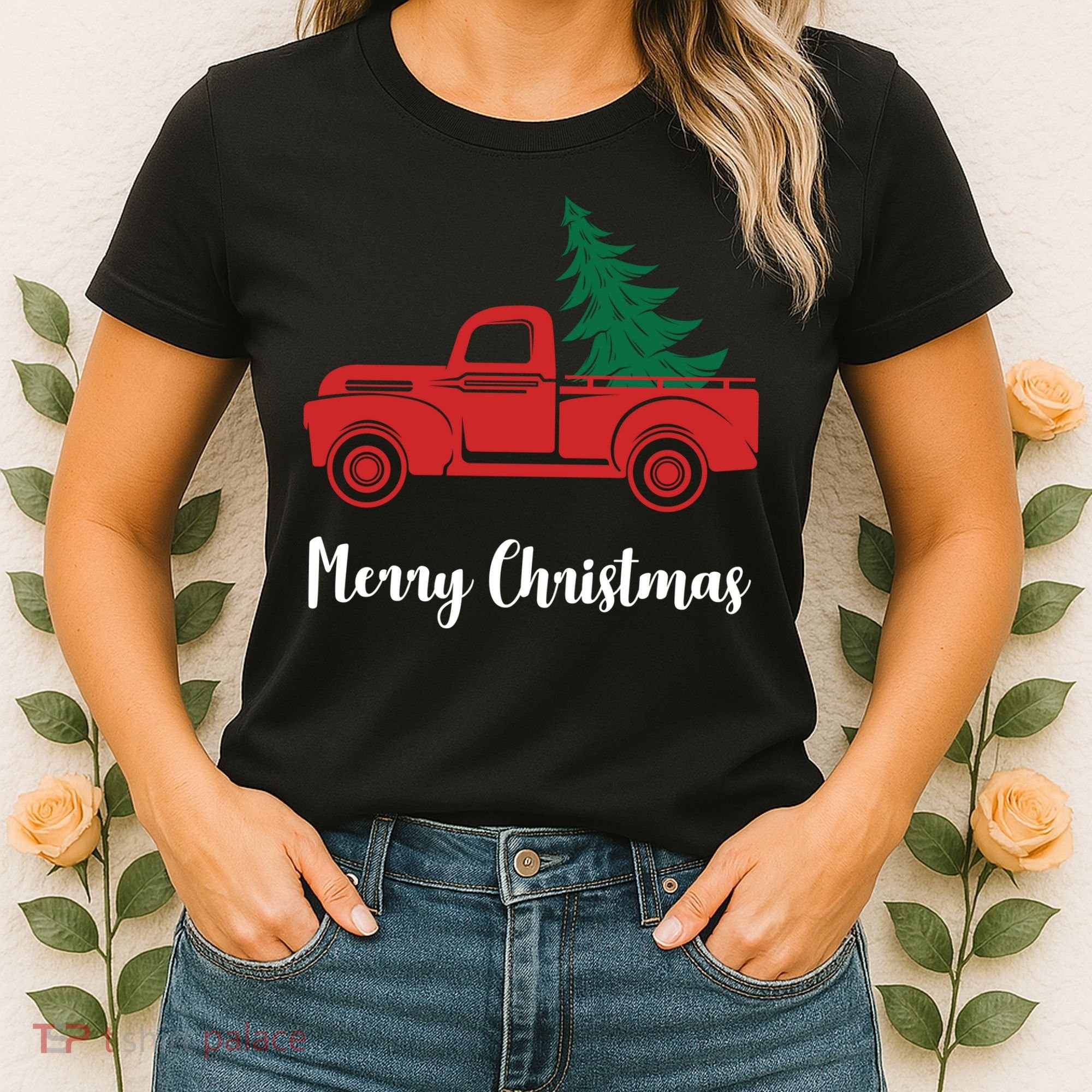 Merry Christmas Tree and Truck Women's T-Shirt