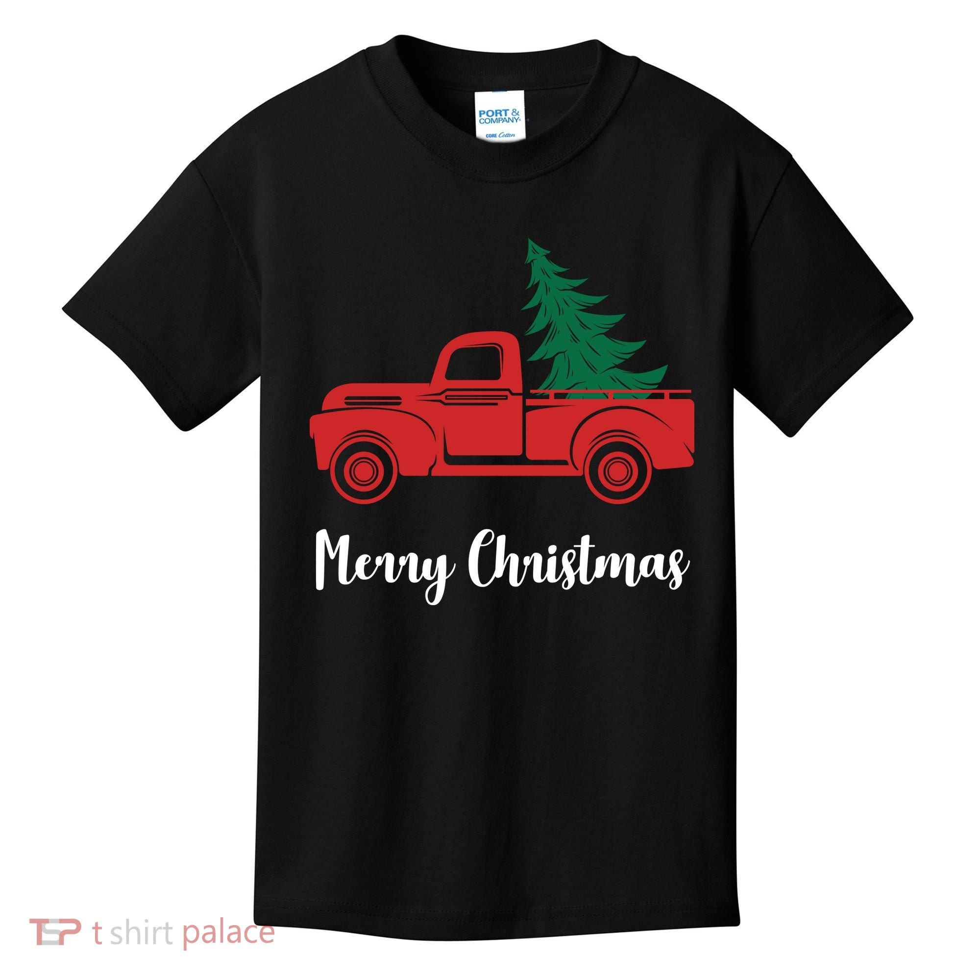 Merry Christmas Tree and Truck Kids T-Shirt