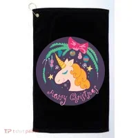 Merry Christmas Unicorn Golf Towel thumb 0