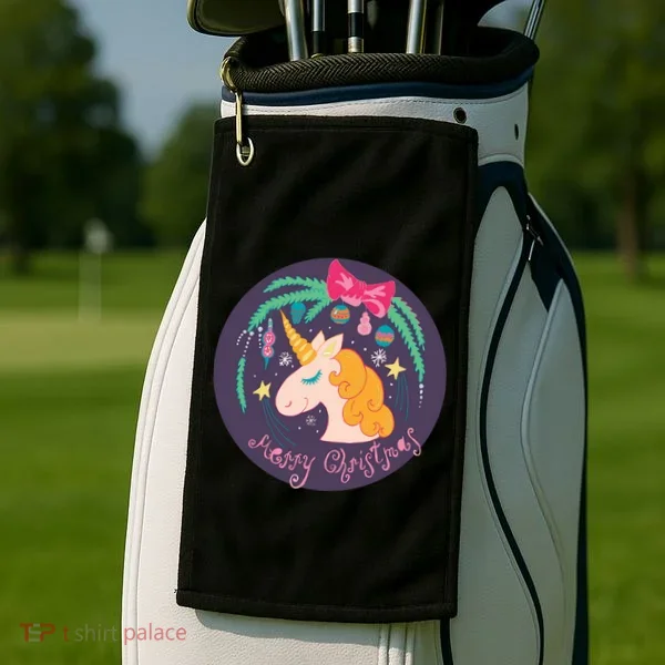 Merry Christmas Unicorn Golf Towel