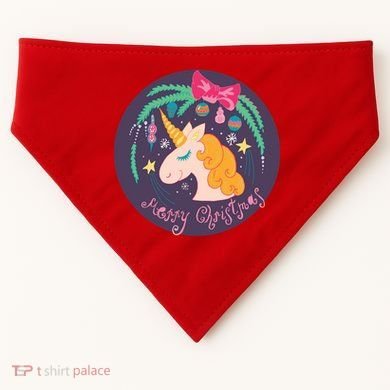 Merry Christmas Unicorn USA-Made Doggie Bandana