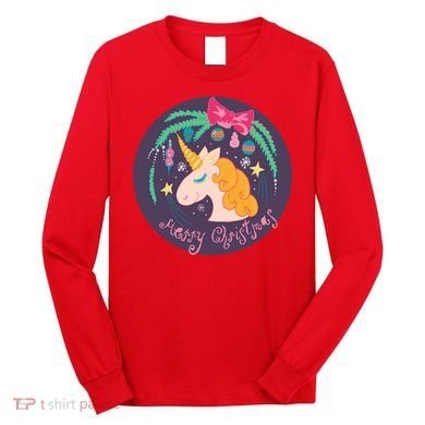 Merry Christmas Unicorn Long Sleeve Shirt