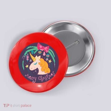 Merry Christmas Unicorn Button