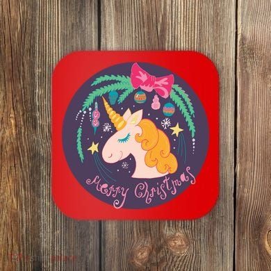 Merry Christmas Unicorn Coaster