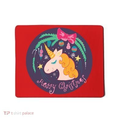 Merry Christmas Unicorn Mousepad