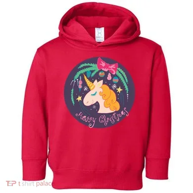 Merry Christmas Unicorn Toddler Hoodie