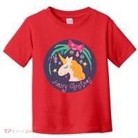 Merry Christmas Unicorn Toddler T-Shirt thumb 0