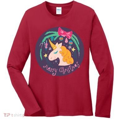 Merry Christmas Unicorn Women's Long Sleeve Shirt