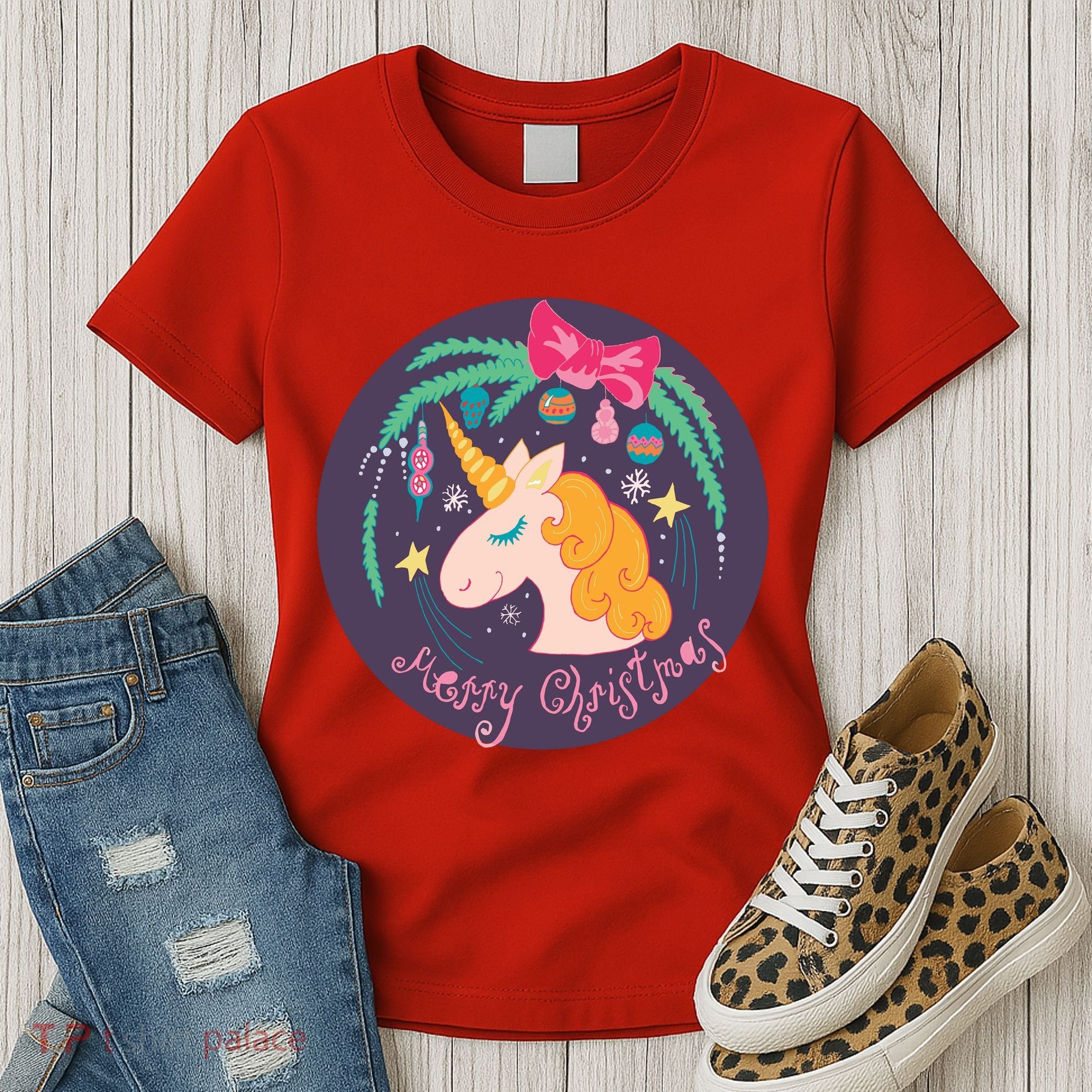 Merry Christmas Unicorn Women's T-Shirt