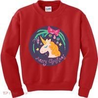 Merry Christmas Unicorn Kids Sweatshirt thumb 0