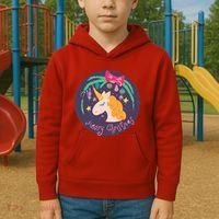 Merry Christmas Unicorn Kids Hoodie thumb 2
