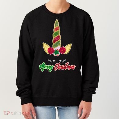 Merry Christmas Unicorn Sparkle Women's Sweatshirt