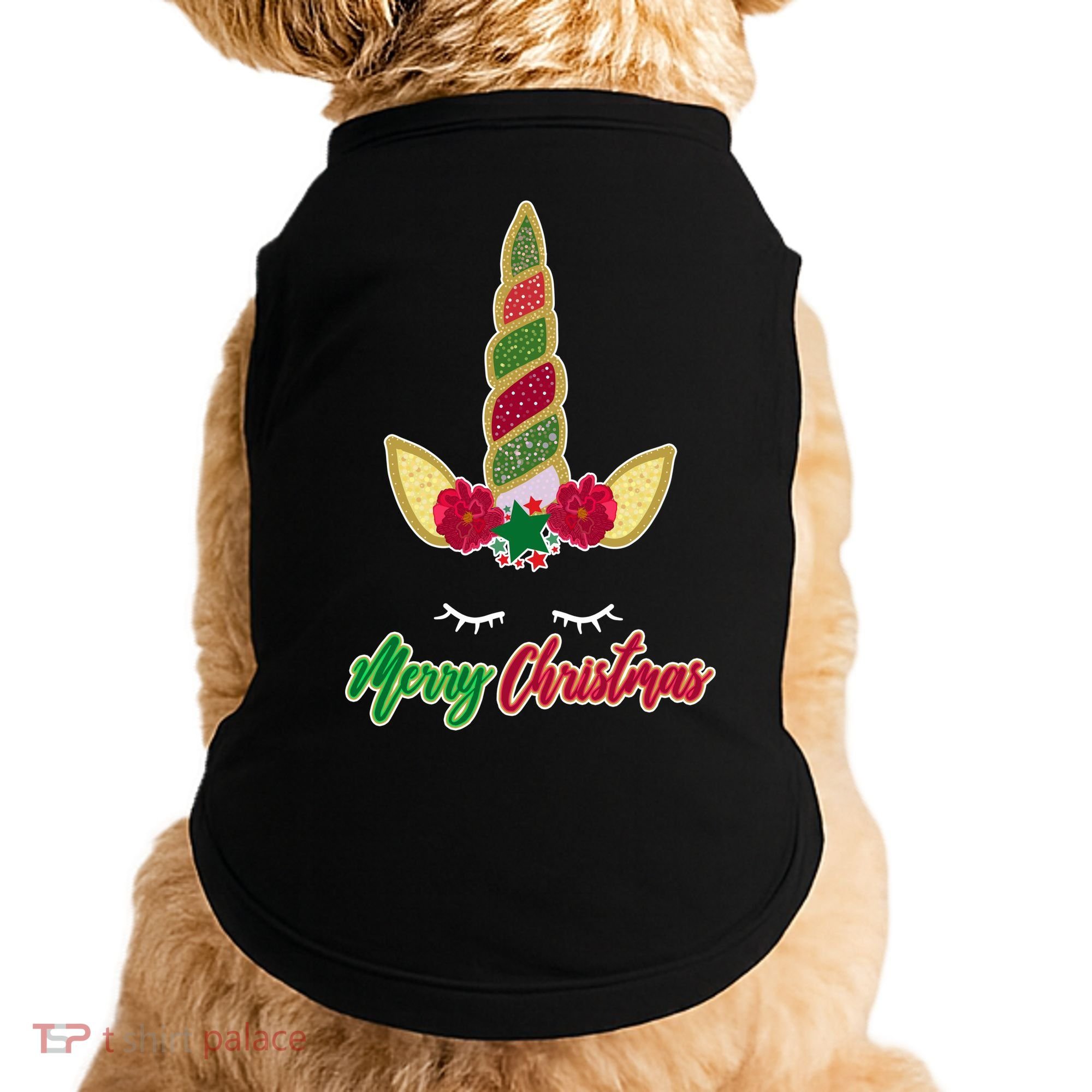 Merry Christmas Unicorn Sparkle Doggie Tank