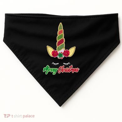 Merry Christmas Unicorn Sparkle USA-Made Doggie Bandana