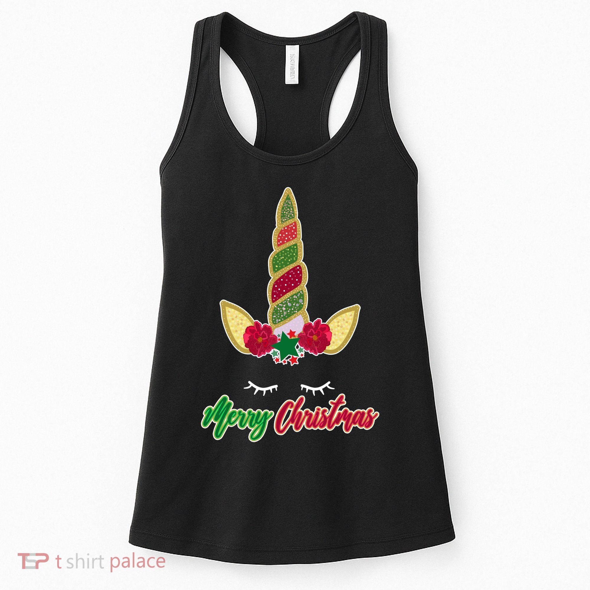 Merry Christmas Unicorn Sparkle Women's Tank Top
