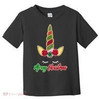 Merry Christmas Unicorn Sparkle Toddler T-Shirt thumb 0