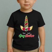 Merry Christmas Unicorn Sparkle Toddler T-Shirt thumb 2
