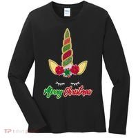 Merry Christmas Unicorn Sparkle Women's Long Sleeve Shirt thumb 0