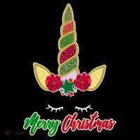Merry Christmas Unicorn Sparkle Women's Long Sleeve Shirt thumb 2