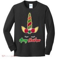 Merry Christmas Unicorn Sparkle Kids Long Sleeve Shirt thumb 0