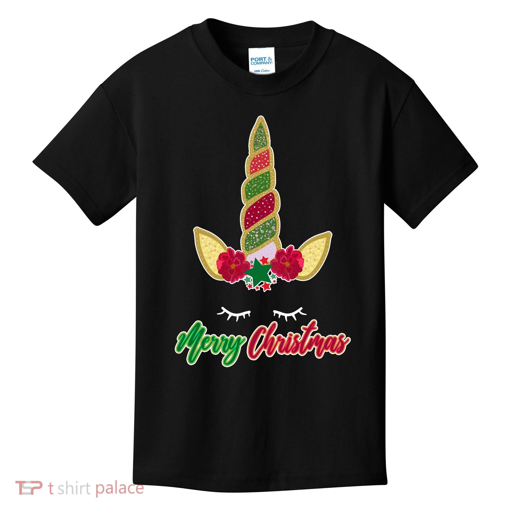 Merry Christmas Unicorn Sparkle Kids T-Shirt