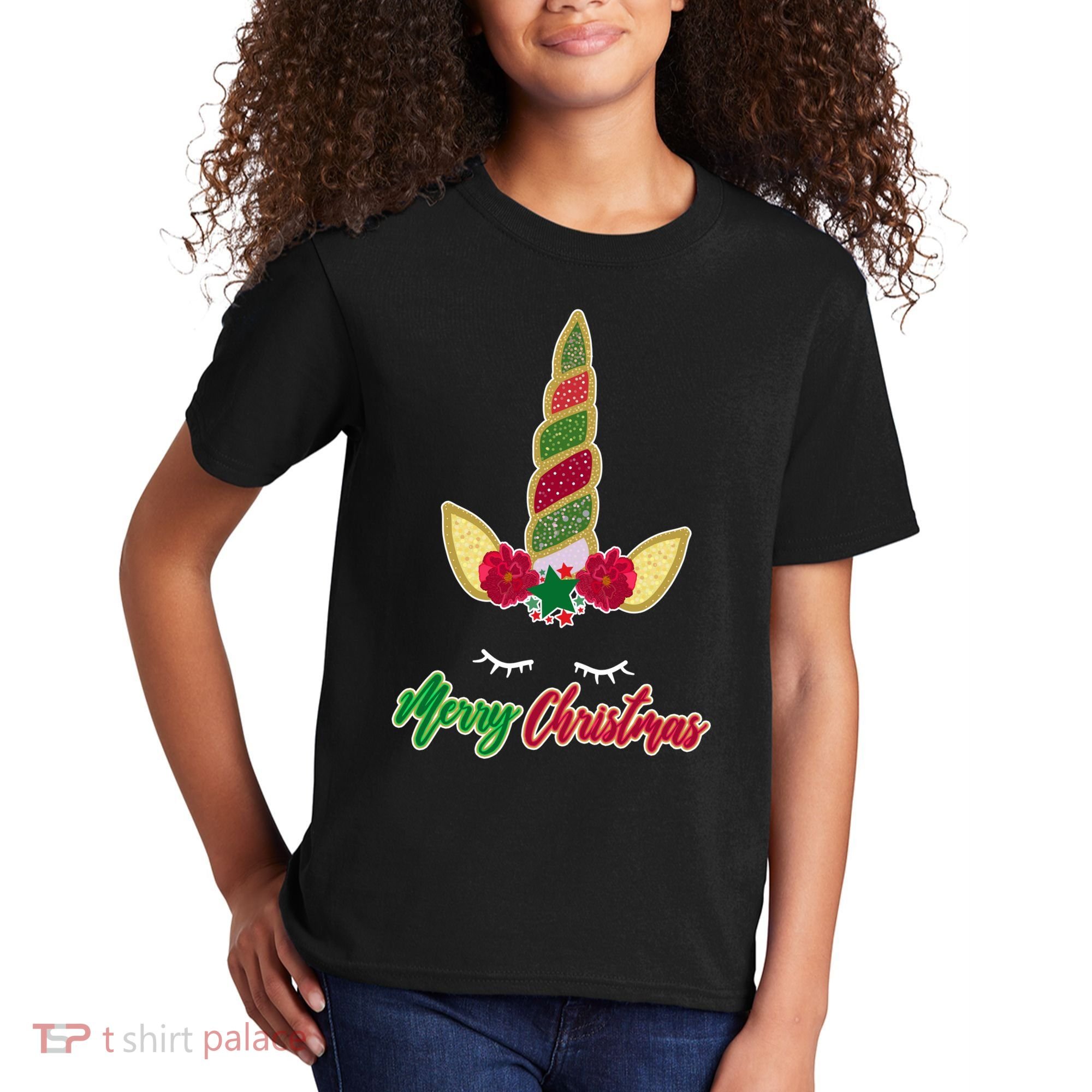 Merry Christmas Unicorn Sparkle Kids T-Shirt