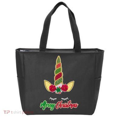 Merry Christmas Unicorn Sparkle Tote Bag