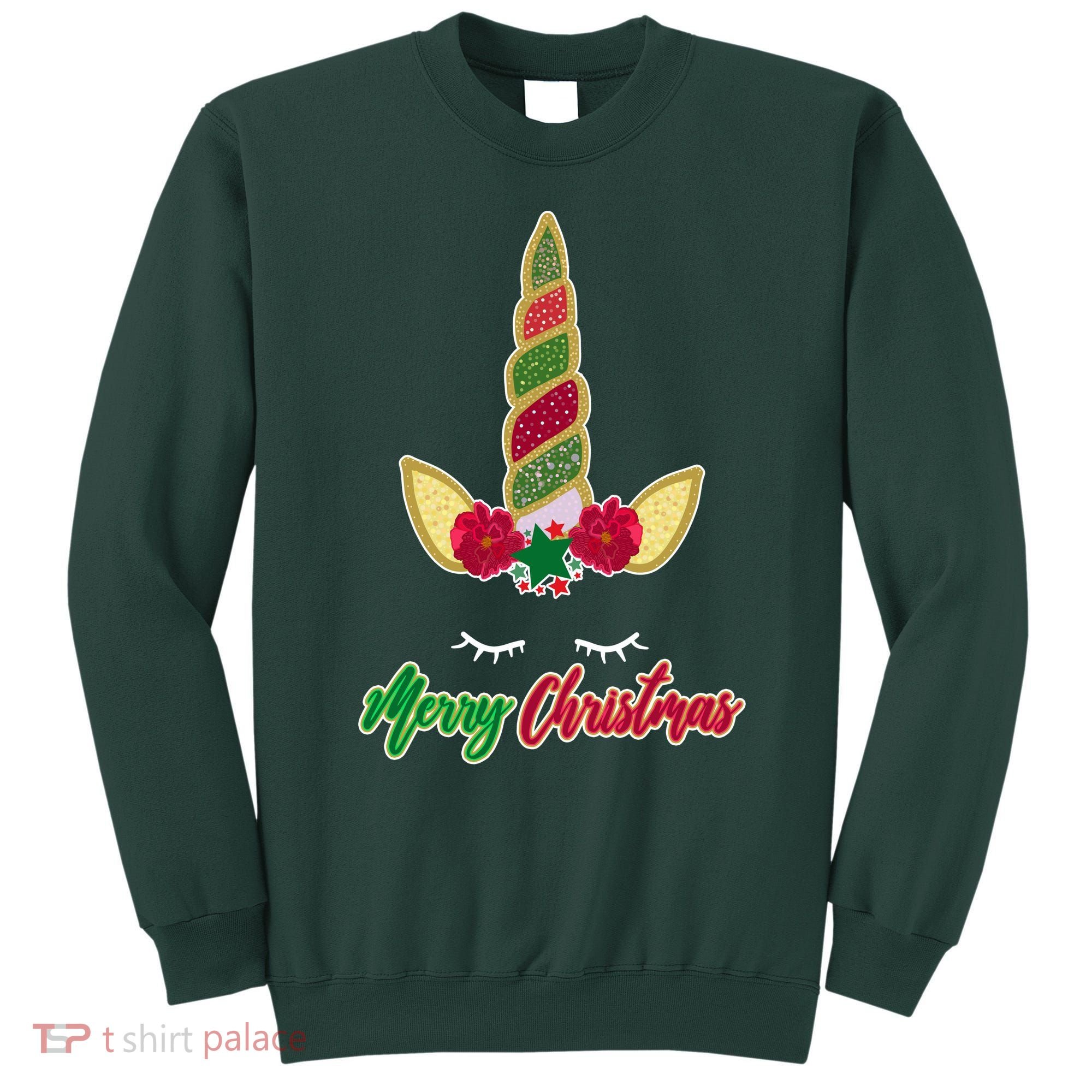 Merry Christmas Unicorn Sparkle Sweatshirt