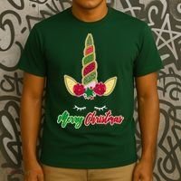 Merry Christmas Unicorn Sparkle T-Shirt thumb 3